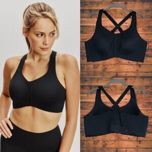 Knix Women's High Support Zip Front Catalyst Sports Bra Size: 7+ Black NWOT